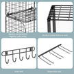 Garage Shelf Wall Mounted with Wire baskets, Heavy Duty Garage Wall Shelving with Garden Tool Rack and Hooks, Wire Shelf Baskets Tool Organizer for Home Garden Yard Organization and Storage