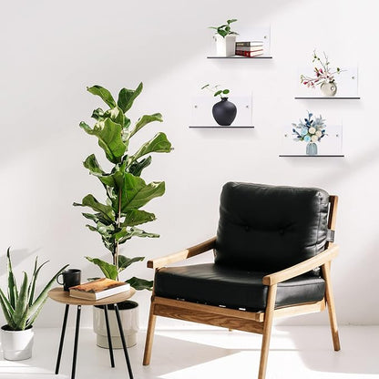5 Pieces Small Floating Shelves for Wall 4'' Acrylic Mini Wall Shelf Acrylic Display Shelf Clear Hanging Shelves Room Decor for Bedroom, Bathroom, Living Room, Office