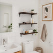 SKYSEN Floating Shelves for Wall Set of 6, 15.7in Wood Wall Shelf for Decor, Bathroom, Bedroom, Storage, Book,Kitchen, Living Room - Dark Brown(fs-40-d)
