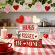 Valentines Day Decorations - Valentine Tiered Tray Decor Set - Wooden Table Decoration with Heart Signs - Rustic Farmhouse Valentine’s Day Home Decor Indoor for Shelf Mantel Coffee Table Gift