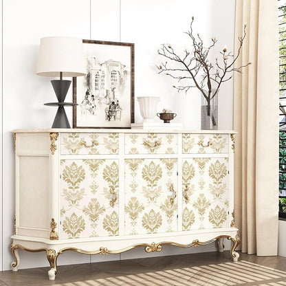 Vintage Symmetry Wallpaper Peel and Stick Beige Floral Wall Paper Boho 17.5" x 118" Contact Paper Self Adhesive Vinyl Waterproof Removable for Kitchen Bathroom Shelves Cabinet Drawer Table Decor