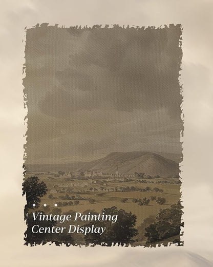 HUARCEY Framed Canvas Wall Art Vintage Decor, Mountain Clouds Picture Decor, Rustic Vintage Neutral Canvas Paintings Retro Table Desk Pictures for Bedroom Living Room, 12x16Inch