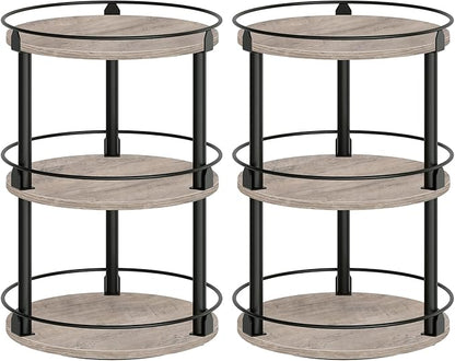 Spice Rack, Set of 2 Lazy Susan Organizer, 3-Tier Turntable Organizer, Rotating Spice Rack Organizer For Cabinet, Compact and Versatile, Greige and Black SR23L2BG