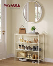 VASAGLE Shoe Rack, 4-Tier Shoe Storage Organizer for Entryway and Closet, Holds 9-12 Pairs of Shoes, 3 Fabric Shelves, Steel Frame, Modern, Natural Beige and Pearl White ULBS035K01