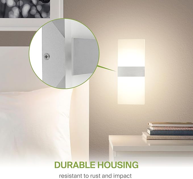 ASD LED Indoor Wall Mount Light Fixture - 14 Inch 24W Modern Interior Brushed Nickel Dimmable Wall Sconce Light - ETL 2700K-5000K Adjustable - Hallway, Bedroom LED Wall Lights, Pack of 2