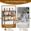 VINAEMO Rolling Bar Cart with Wine Glass Holder, Bar Carts for The Home, Bar Stand for Home, Small Mini Bar for Whiskey Wine, Liquor Cart for Home Bar, Alcohol Cabinet for Bar, Kitchen, Dining Room
