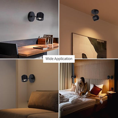 Aisilan Modern Adjustable Wall Sconce Bedside Wall Light Fixture Black LED Reading Light Ceiling Spot Light Warm White CRI 97