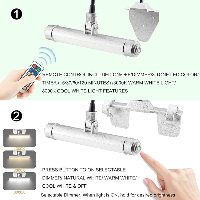 BIGMONAT USB Rechargeable Picture Light Wireless Led Art Light with Remote Control,Rotatable Painting Light Head of 3 Lighting Modes Dimmable Display Lamp for Frame Portrait Artwork Trophy