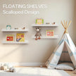 Nursery Book Shelves, Scalloped Floating Shelves 24inch Set of 2 Solid Pine Wood Wall Mounted Bookshelf with Wave Lip for Bedroom Kids, Toddler Room, Baby Room
