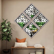 ZEXUIRU Set of 4 Wooden Rustic Square Wall Mirror Vintage Style Decorative Entry Mirror Farmhouse Wall Decoration for Living Room Bedroom Bathroom Kitchen 11.8 * 11.8inch Brown…