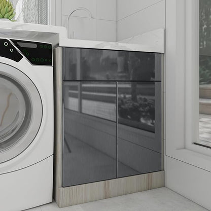Stainless Steel Contact Paper 15.7"x 196" Thickened Grey Metallic Peel and Stick Wallpaper for Appliances Decorative Self Adhesive Stainless Steel Contact Paper for Fridge Kitchen Dishwasher Cabinets