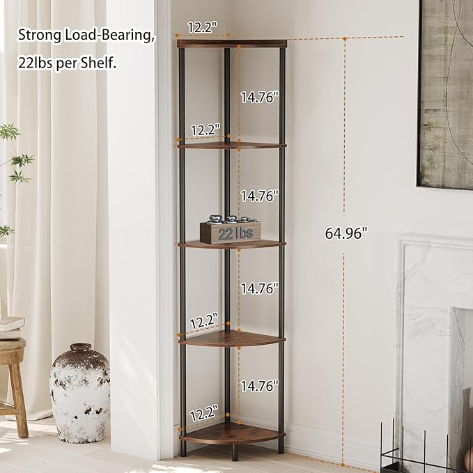 SUNMORY 5 Tier Corner Shelf Stand,Industrial 65