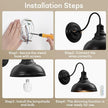 Lightess Black Battery Operated Wall Sconces Set of Two, Vintage Wireless Wall Lights with Rechargeable 12 Colors Bulbs, Dimmable Cordless Gooseneck Wall Decor Lamps with Remote Control