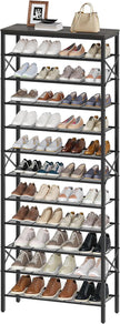 12 Tier Shoe Rack, Large Capacity Shoe Storage Organizer Holds 48 Pairs, Sturdy and Stable, for Entryway, Hallway, Closet, Dorm Room, Charcoal and Black SS12BC