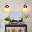 Black and Gold Wall Sconces Set of Two, Modern Wall Sconce Light with Clear Glass Shade,Indoor Wall Light Fixture Wall Lamps for Bedroom, Hallway, Bathroom