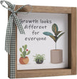 6 Inch Office Desk Decor, Wooden Growth Looks Different for Everyone Plant Sign, Rustic Motivational Art for Cubicle Table Shelf Classroom Inspirational Home Decorations