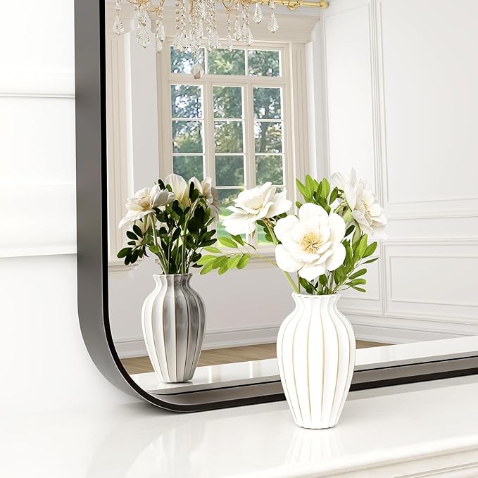GLSLAND 20”x30“ Arched Bathroom Mirror - Black Aluminum Alloy Framed Wall Mirror, Arch Matted Vanity Mirror for Bedroom, Entryway Home Decor