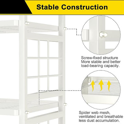 GIOTORENT 5-Wire Garage Shelving Storage Shelves, Metal Shelving Unit Pantry Rack, Kitchen Storage Adjustable Shelf 750Lbs Capacity for Laundry Kitchen Bathroom Organizer(White)