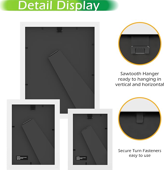 FrameWorks 10-pc Set Collage Wall Classic Wooden Picture Frames Tempered Glass/White / 2-8"x10", 4-5"x7", 4-4"x6"