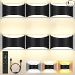FOLKSMATE Battery Operated Wall Sconces Set of 6, 8000mAh Rechargeable Remote & Touch Control Wall Lamps, 3 Color Temperatures, Timer Cordless Dimmable Light for Bedroom, Living Room, Hallway