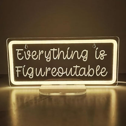 Everything Is Figureoutable Sign,Home Office Decor With Stand Inspirational Wall Decor for Home Cubicle,Shelf Table,Gifts for Friends Coworker