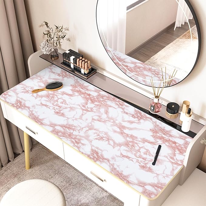 practicalWs White/Pink Marble Contact Paper Granite Peel and Stick Countertops Self-Adhesive Wallpaper Cabinets Drawer Shelf Wall Crafts Wall Paper Decorations 35.4 in x 118 in