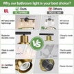 3-Light Bathroom Light Fixtures, Black and Gold Bathroom Wall Lights, Modern Vanity Light with Clear Glass Shade, Bathroom Wall Lamp for Mirror Kitchen Bedroom Hallway Cabinet