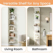 upsimples 7-Tier Floating Wall Shelf, White Wall Mounted Display and Storage Shelf, Decorative Shelves for Bedroom, Living Room, Bathroom, and Office