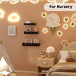 Moon and Stars Wall Shelves Black, Set of 3 Small Floating Shelves for Bedroom Living Room Wall Storage or Decor, Brown Board