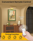 Wireless Picture Lights for Wall, 3000mAh Rechargeable with Power Level Display, 15'' Magnetic LED Art Painting Light with Remote & Timer, 3CCT Dimmable for Gallery, Frame, Dartboard (Gold)