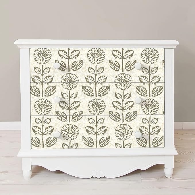Wudnaye Floral Peel and Stick Wallpaper Vintage Tulip Floral Wallpaper 17.7in×196.8in Flower Farmhouse Contact Paper Peel and Stick Neutral Self Adhesive Removable Vinyl Wall Paper for Kitchen Bedroom
