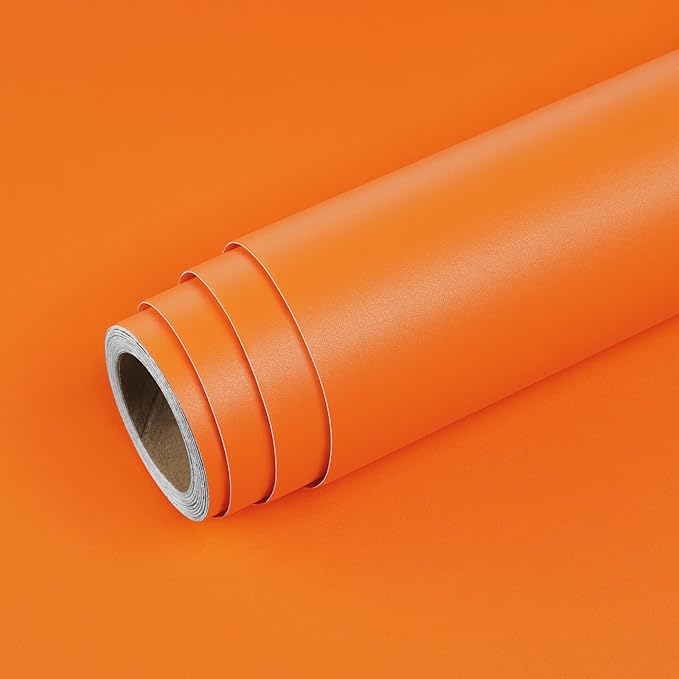 Livelynine Orange Peel and Stick Wallpaper 15.8x78.8 Burnt Orange Contact Paper for Cabinets Shelves Locker Classroom Wallpaper Stick and Peel for Bedroom Girls Kids Room Self Adhesive Vinyl Wrap