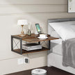2-Tier Floating Nightstand, Wall Mounted Bedside Table, Wood Bedside Shelf Wall Mounted Nightstand, Floating Bedside Table Wall Shelf for Bedroom, Living Room, Kitchen, Office, Rustic Brown