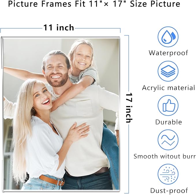 DZZ 11x17 frame Clear Acrylic 11 x 17 picture frame,High Transparent Photo Frame,frames 11x17 for Photo Poster Canvas Certificate Document Gallery,Set of 6