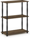 Furinno TURN-N-TUBE Storage Shelves, 3-Tier Book Shelf, Corner Shelf, Toolless Open Shelves, for Organization and Storage, Living Room, Garage, Home Office, Columbia Walnut