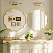 24 Inch Scalloped Round Wall Mirror, Gold Wavy Edge Frame Circle Mirror for Bathroom, Bedroom, Entryway, Living Room for Wall Decor