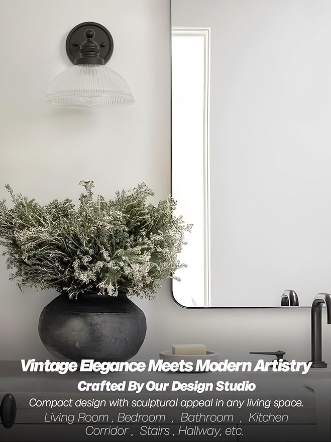 Wall Sconce Black Bathroom Light Fixtures with Clear Glass Farmhouse Vanity Light Modern Sconces Wall Lighting for Living Room Bedroom Bathroom Mirror Kitchen Hallway E26 Hardwire