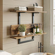 Bestier Floating Shelves for Wall, 32 inch Kitchen Shelves Wall Mounted, 3 Tier Coffee Bar Shelf with Foldable Brackets, Industrial Display Shelf for Bathroom, Living Room, Rustic Brown