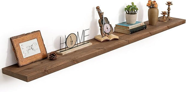 Marsmiles 72 Inch Floating Shelf | 9.3 Inch Deep Dark Wood Wall Shelf Set of 1 | Rustic Reclaimed Wood Shelves for Room Wall | Farmhouse Floating Shelves for Living Room Bathroom