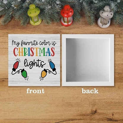 Christmas Decor Christmas Sign Decorations for Home My Favorite Color Is Xmas Light Sign for Home Office Desk Table Cubicle Shelf Xmas Desk Accessories 5 x 5 inch