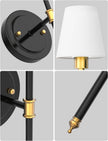 DORESshop Battery Operated Wall Sconce Set of 2, Wireless Wall Light Easy to Install, 7 Color Rechargeable Wall Sconces, Sconce Wall Decor Set of 2 for Bedroom, Living Room, Gold and Black, 24.6in