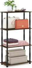 Furinno Turn-N-Tube 4-Tier Multipurpose Shelf Display Rack, Classic Tubes, Columbia Walnut/Black
