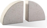 Marble Bookend for Shelves, Non-Skid Bookends for Heavy Books, Heavy Duty Book Stopper for CDs, Luxury Book Shelf Holder, Quarter Circle Design Book Ends Decorative, Moleanos Beige, Set of 2