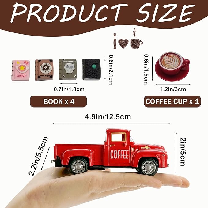 Coffee Bar Decor Vintage Mini Metal Pickup Truck Decor with Book Accessories for Coffee Station,Farmhouse Tiered Tray Table Decorations for Home Kitchen, Office, Cafe