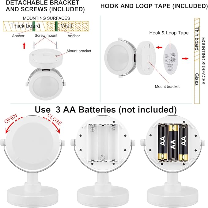 Accent Lights with Remote, Cordless LED Puck Lights - 2 Pack with 12 Color Changing Display, 360 Rotate Head - Uplight for Painting, Picture Artwork & Dartboard