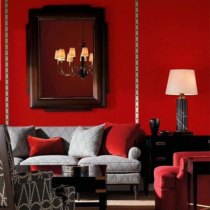Abyssaly Red Wallpaper Peel and Stick Removable Self Adhesive Embossed Silk Textured Wallpaper Home Decorativon Contact Paper for Cabinet Kitchen Shelf Liner Paper 15.7