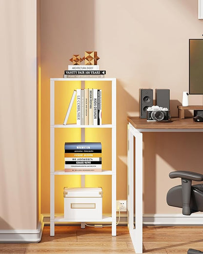 TUTOTAK Corner Shelf, 4-Tier Corner Bookshelf for Small Space, Narrow Display Corner Shelf Stand with Storage Rack, for Living Room, Bedroom, White BS05BW004L