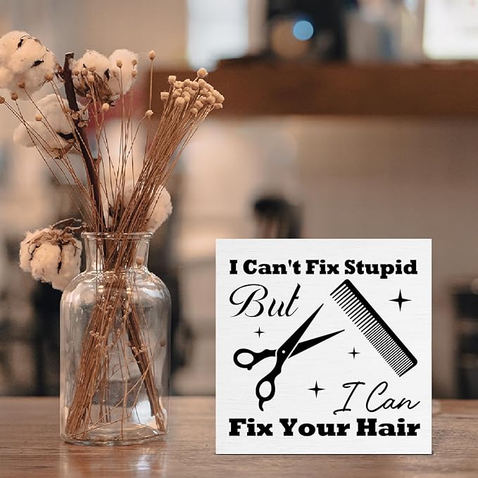 Hair Stylist Gifts, Hairdresser Gifts for Women Men, Barbershop Hair Salon Decor Sign for Desk Table Shelf 5 x 5 Inches