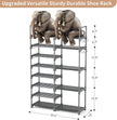 ROJASOP Shoe Rack, Shoe Storage Organizer for Closet Entryway Garage Bedroom, 8 Tier Tall Metal Shoe Shelf for 26-32 Pairs Boots & Shoes, Adjustable Shoe Stand for Small Space