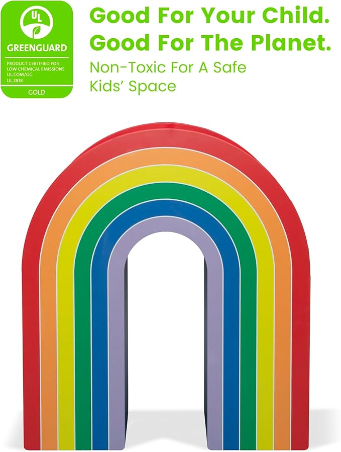 Delta Children Rainbow Bookcase – Greenguard Gold Certified Kids Bookshelf and Toy Storage, Montessori Bookcase for Playroom, Nursery and Classroom, Colorful Kids Book Shelf, Natural Finish